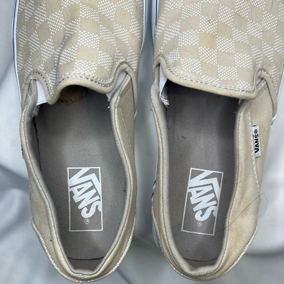 Vans Asher Cream and White Checkered Slip-Ons - Picture 6 of 6